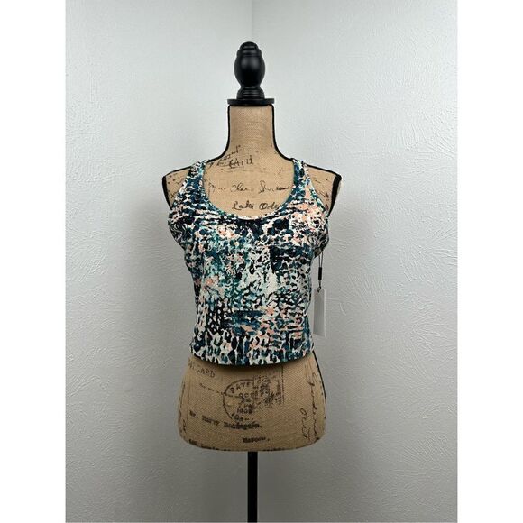 Calvin Klein Women’s Performance Printed Racerback Cropped Tank Top Size XL - Picture 1 of 12